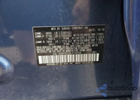 2020 Subaru Outback Limited from USA, damaged, VIN 4S4BTALC8L3128058